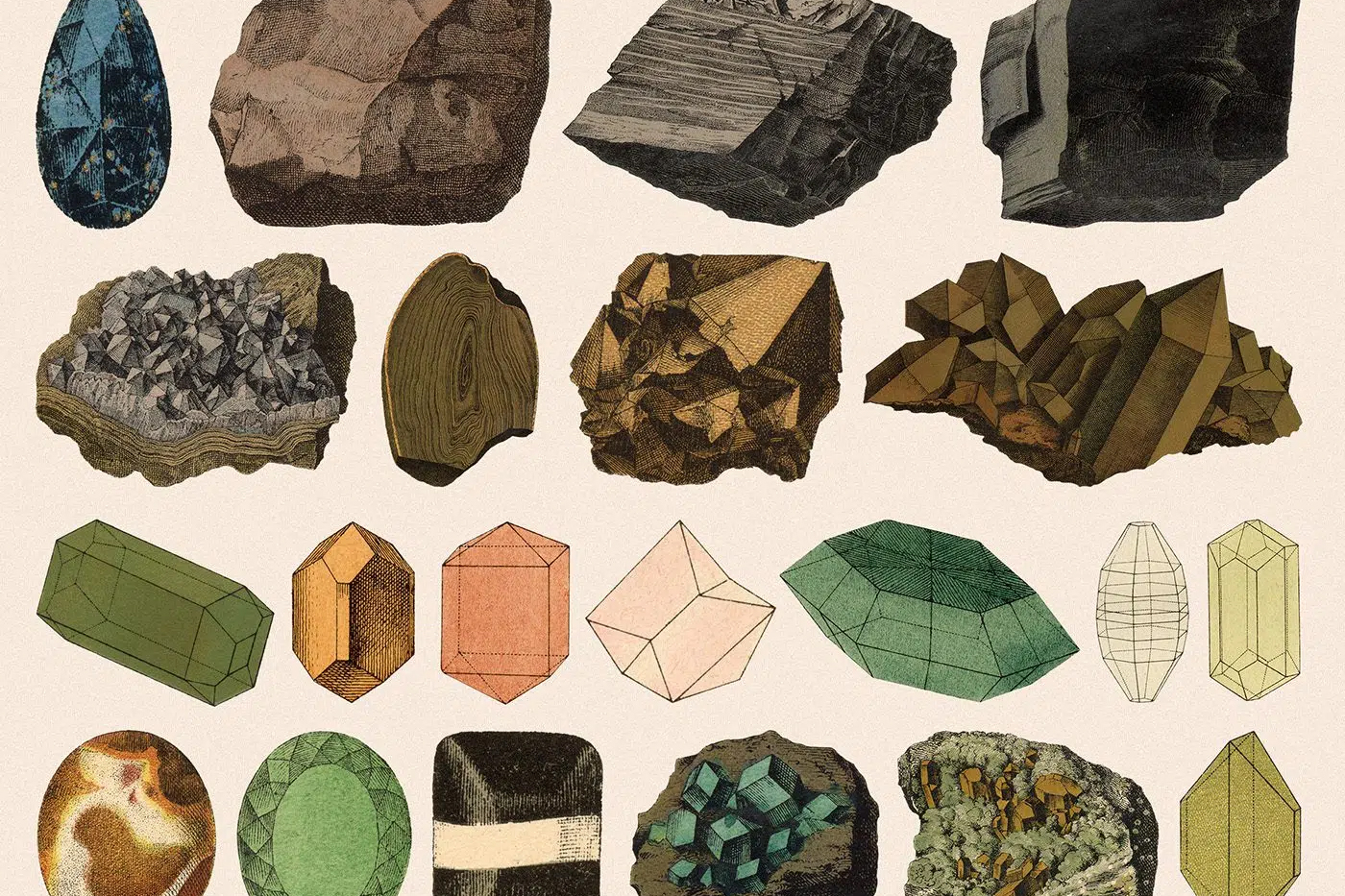 266 Vintage Mineralogy Illustrations - Tom Chalky