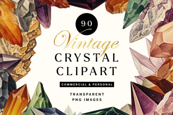 90 Vintage Styled Crystal PNGs