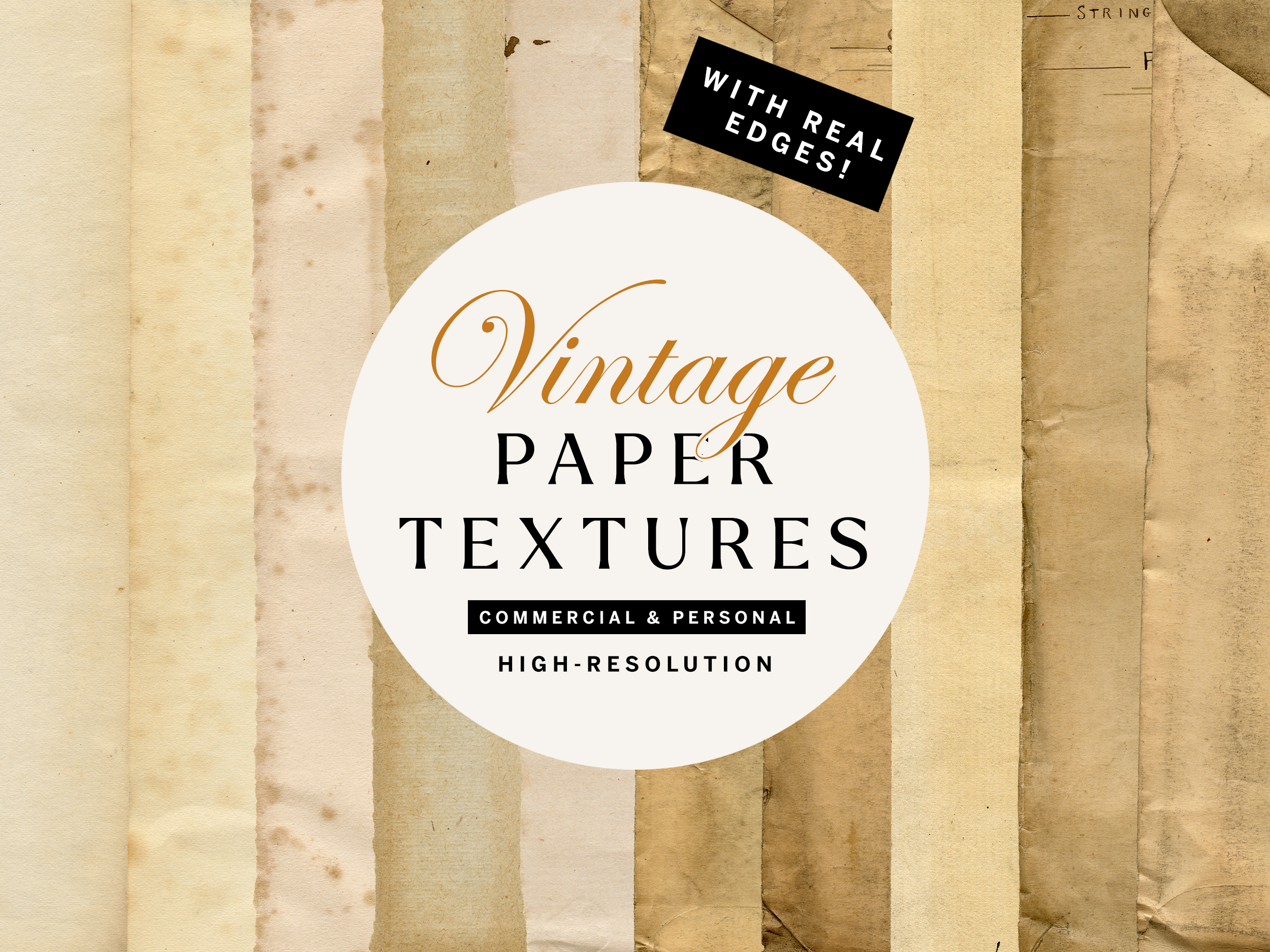 12 Vintage Paper Textures with Rough Edges and Transparent Backgrounds