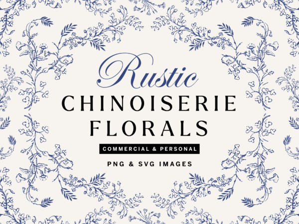 Chinoiserie Floral Clipart SVG and PNG Bundle