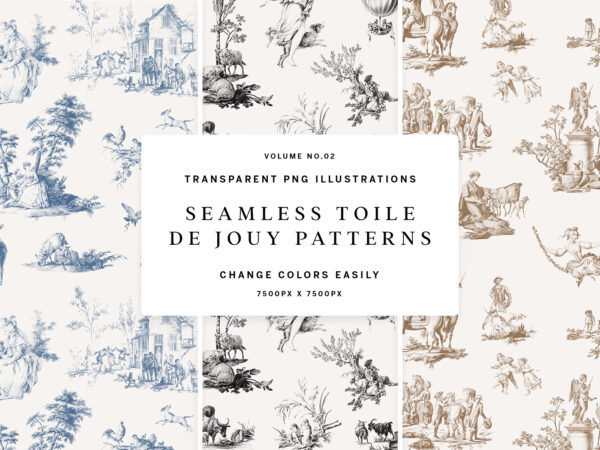 Chinoiserie Toile De Jouy Seamless Patterns No.02